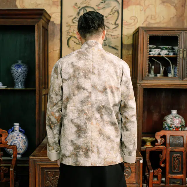 三省六部 户部·灰烬秋冬新中式做旧喷染复古潮流唐装夹克 男女同款