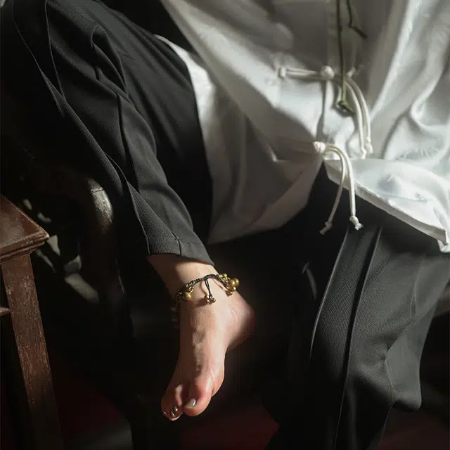 三省六部 墨客 新中式国风极简立体剪裁竖条休闲裤 男女同款 黑色