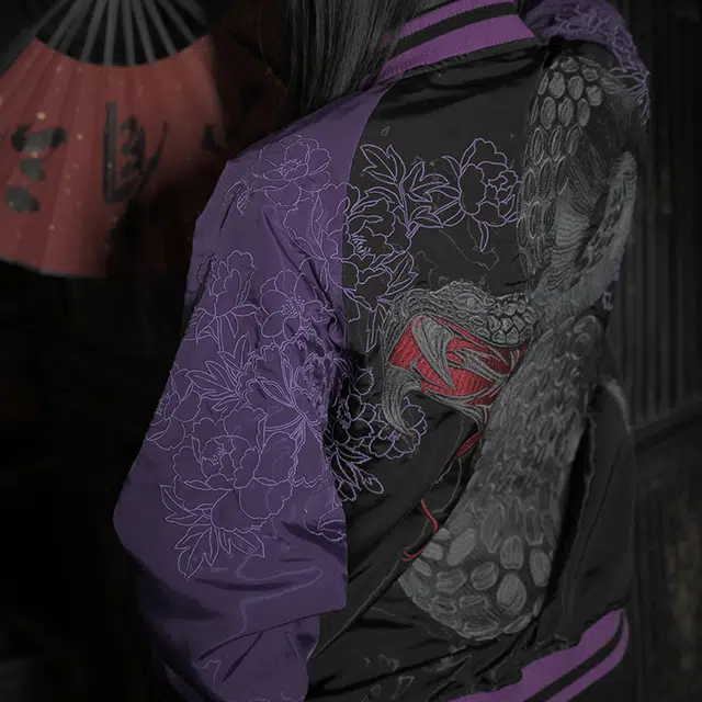 三省六部 刺绣横须贺插肩袖时尚简约百搭夹克 男女同款