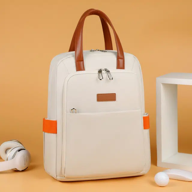 八小万 大容量多功能 简约纯色 商务多用途 时尚通勤 一包多用 牛津布 双肩包 常规 男女同款情侣款 米黄色/暗黑色/天蓝色