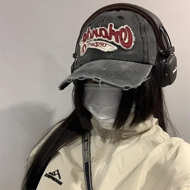 八小万 复古做旧破洞辣妹网红 棉 鸭舌帽 女款