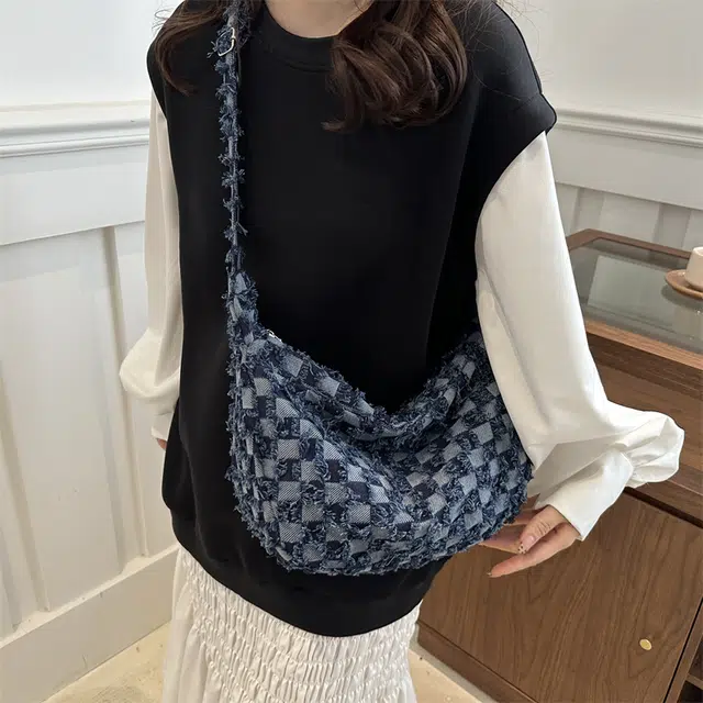 辛巴赫 少女感复古时尚潮流百搭个性独特小众设计森系腋下包 牛仔布 单肩包 常规 女款 多色