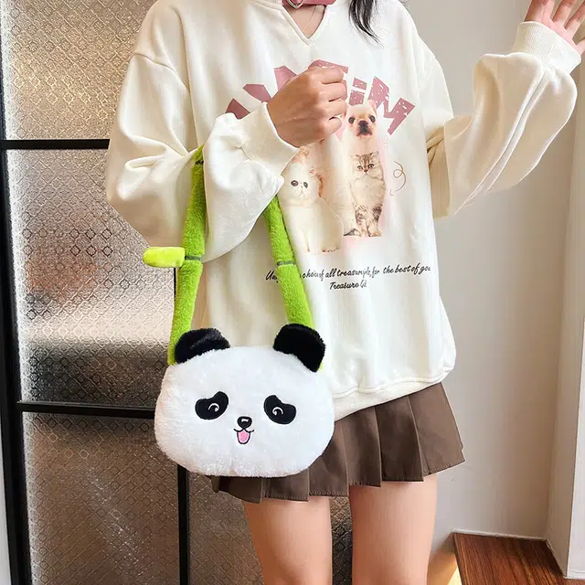 辛巴赫 时尚可爱卡通小众 毛绒 单肩包 女款 白色