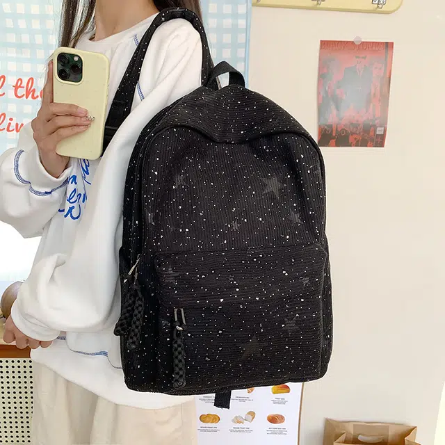辛巴赫 小清新百搭休闲潮流复古背包简约大气时尚可爱个性独特大容量书包 灯芯绒 双肩包 常规 女款 多色