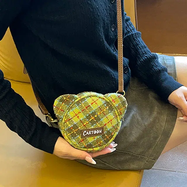 辛巴赫 复古格子潮流时尚单肩包百搭休闲可爱设计携带方便女包 毛呢 斜挎包 迷你 女款 多色