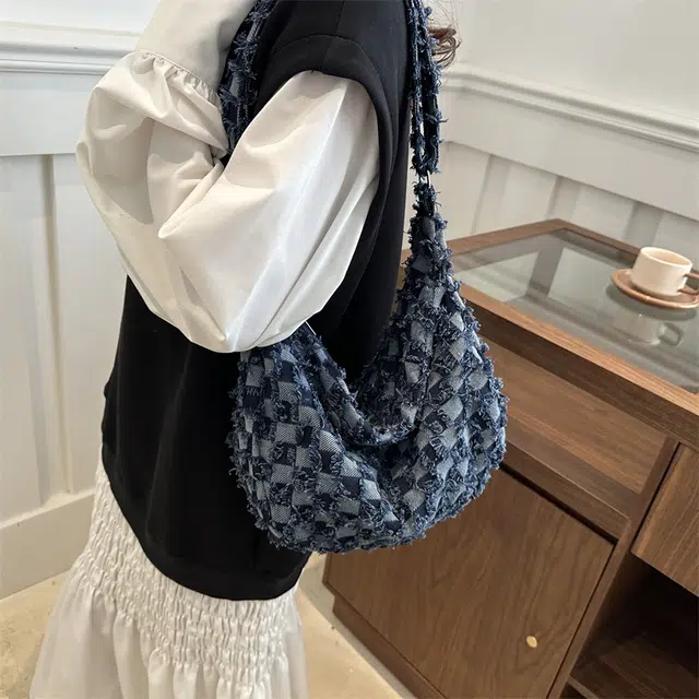辛巴赫 少女感复古时尚潮流百搭个性独特小众设计森系腋下包 牛仔布 单肩包 常规 女款 多色