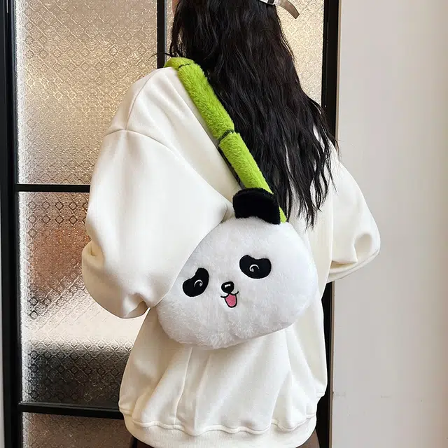 辛巴赫 时尚可爱卡通小众 毛绒 单肩包 女款 白色