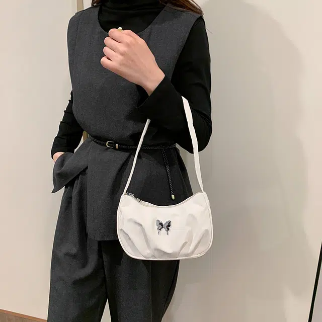 辛巴赫 简约可爱潮流百搭休闲腋下包 尼龙 单肩包 常规 女款 白色/黑色/粉色/蓝色