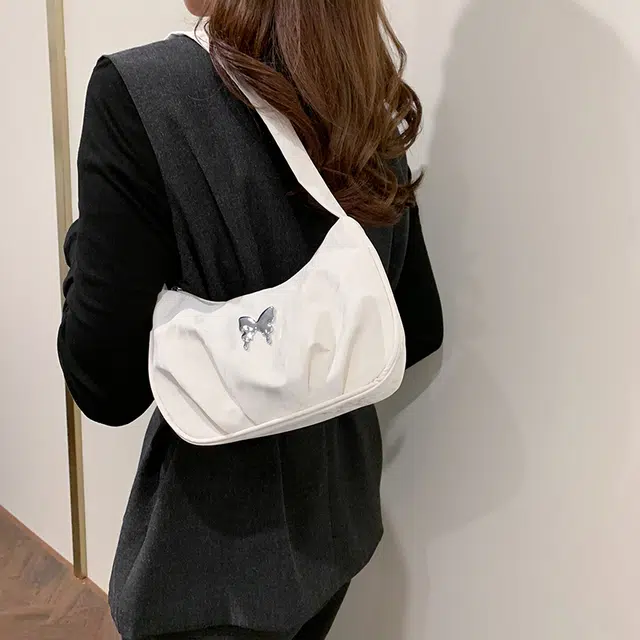 辛巴赫 简约可爱潮流百搭休闲腋下包 尼龙 单肩包 常规 女款 白色/黑色/粉色/蓝色