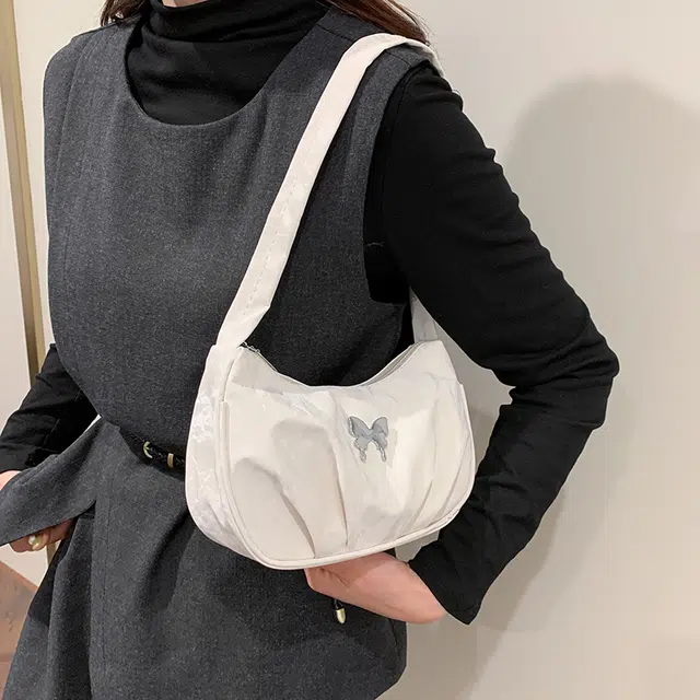 辛巴赫 简约可爱潮流百搭休闲腋下包 尼龙 单肩包 常规 女款 白色/黑色/粉色/蓝色