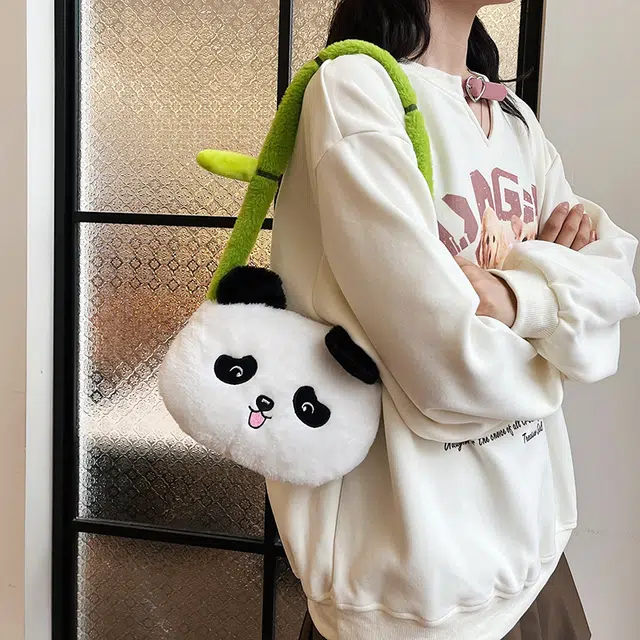 辛巴赫 时尚可爱卡通小众 毛绒 单肩包 女款 白色