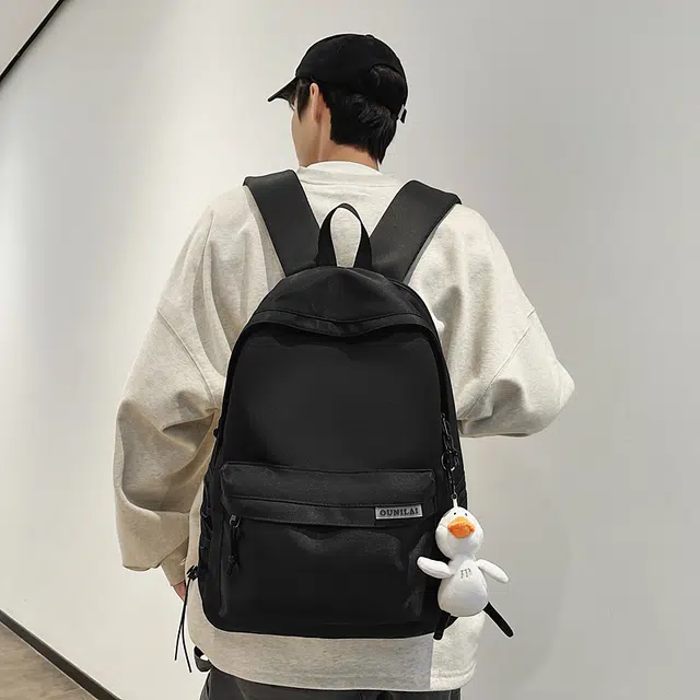 辛巴赫 简约百搭休闲学生书包大容量学院风潮流电脑背包 尼龙 双肩包 常规 男女同款情侣款 多色