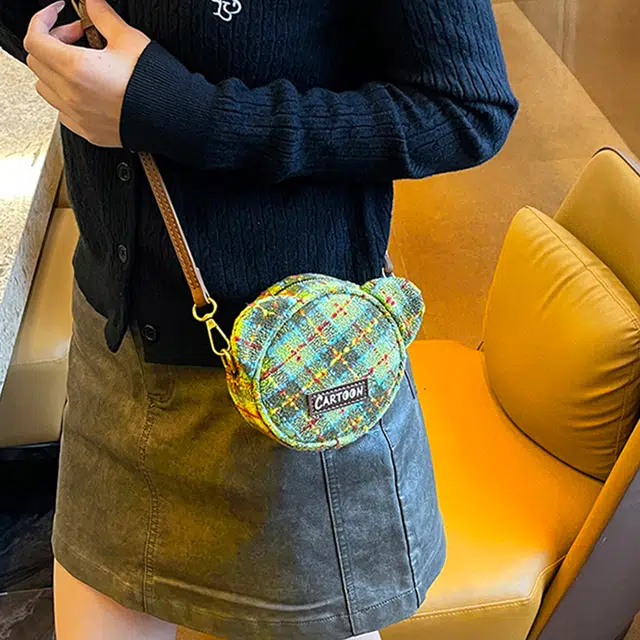 辛巴赫 复古格子潮流时尚单肩包百搭休闲可爱设计携带方便女包 毛呢 斜挎包 迷你 女款 多色