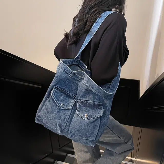 辛巴赫 大容量休闲百搭潮流复古简约时尚女包 牛仔布 单肩包 常规 女款 多色