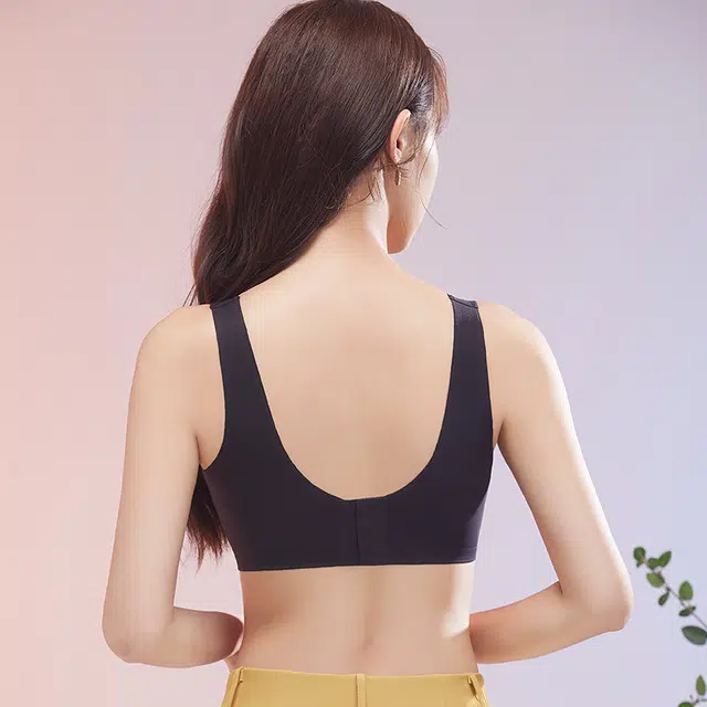 艾诗塔 夏季无痕冰丝内衣女士性感蕾丝美背透气固定杯搭扣无钢圈文胸 女款