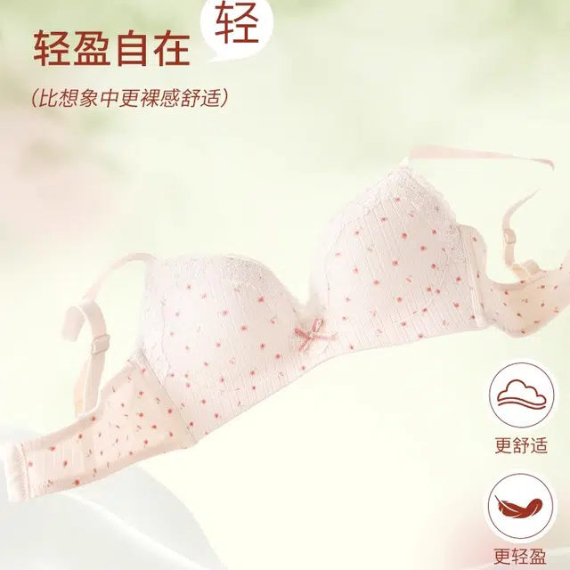 艾诗塔 法式小清新碎花蕾丝内衣小胸聚拢不空杯无钢圈上托收副乳文胸 女款