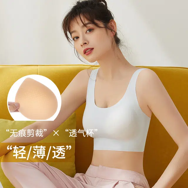 艾诗塔 隐形无痕聚拢背心内衣 夏季薄款大胸显小美背文胸罩 女款