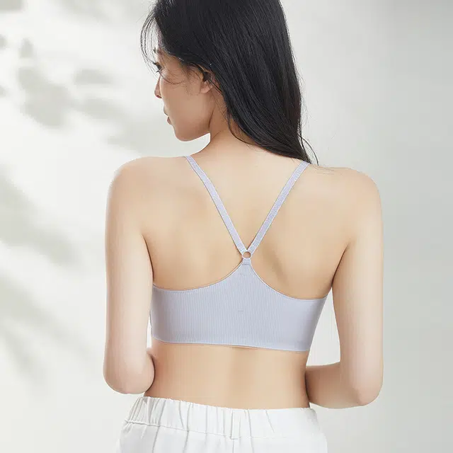 艾诗塔 无痕美背内衣女夏季薄款聚拢上托不跑杯半固定杯无钢圈背心式文胸 女款