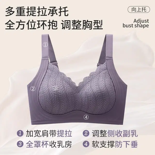 艾诗塔 大胸显小小胸聚拢提拉防下垂无痕内衣女收副乳全罩杯调整型文胸 女款
