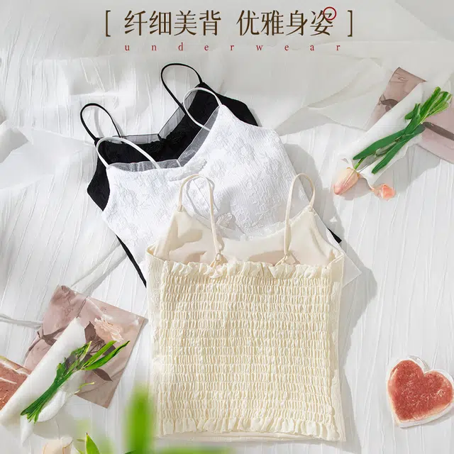 艾诗塔 新中式国风吊带女带胸垫无尺码春秋季夏季短款辣妹显瘦无袖上衣内搭外穿背心 女款