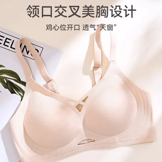 艾诗塔 小胸聚拢一片式无痕美背文胸夏薄款无钢圈收副乳防走光内衣 女款