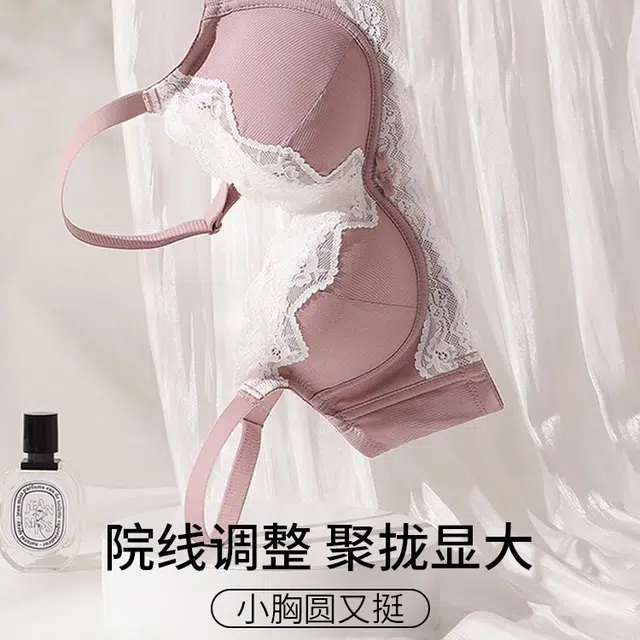 艾诗塔 小胸聚拢法式优雅蕾丝内衣无钢圈上托收副乳防下垂文胸罩 女款