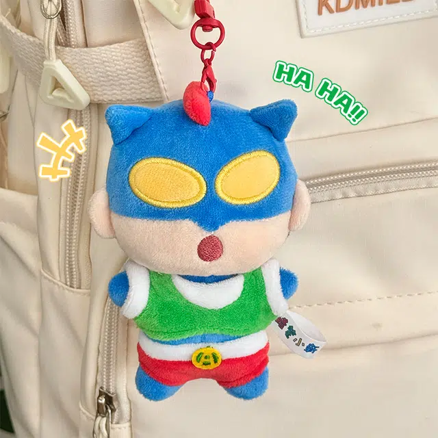 歪瓜出品 蜡笔小新 经典动感超人毛绒海星体钥匙扣 谷圈挂件