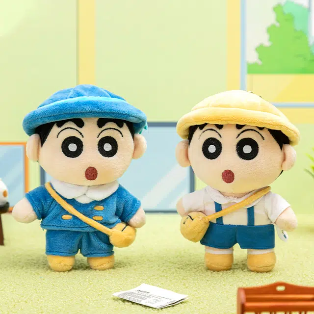 歪瓜出品 蜡笔小新角色 毛绒钥匙扣公仔玩偶 可爱卡通书包挂饰 谷圈挂件