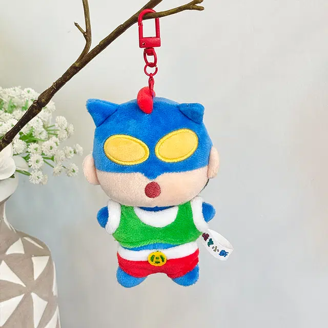 歪瓜出品 蜡笔小新 经典动感超人毛绒海星体钥匙扣 谷圈挂件