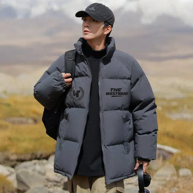 西行纪 美式高街设计感基础款户外休闲运动高级感宽松大码棉服棉袄百搭简约经典立领面包服加厚保暖棉衣外套 男女同款