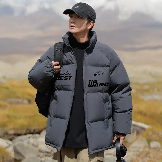 西行纪 美式高街设计感基础款户外休闲运动高级感宽松大码棉服棉袄百搭简约学生立领情侣面包服加厚保暖棉衣外套 男女同款