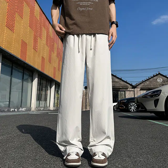 西行纪 美式高街设计感基础款百搭宽松直筒阔腿裤日常通勤简约嘻哈垂感运动休闲裤 男女同款