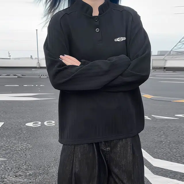 西行纪 美式高街复古鱼骨纹肌理感小香风慵懒风时尚亨利领套头长袖日常通勤松弛感休闲百搭痞帅卫衣 男女同款