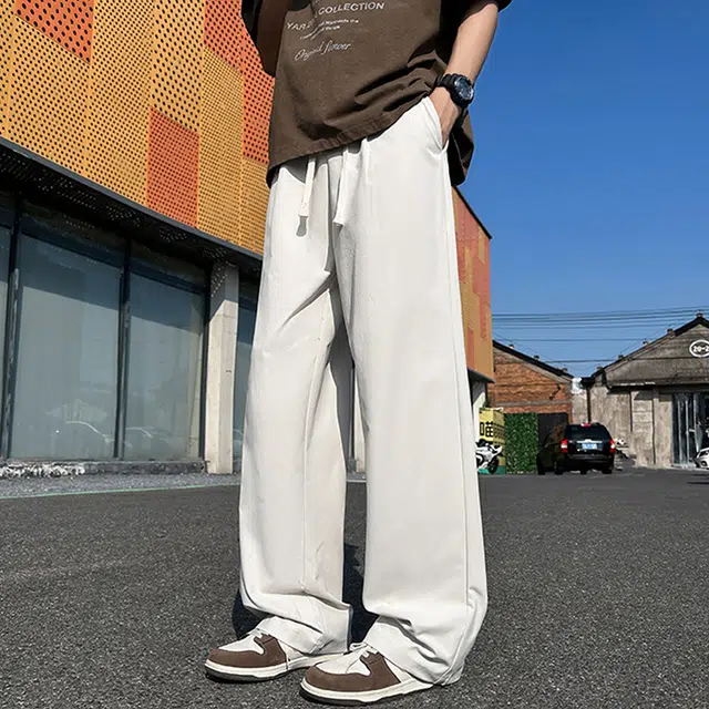 西行纪 美式高街设计感基础款百搭宽松直筒阔腿裤日常通勤简约嘻哈垂感运动休闲裤 男女同款