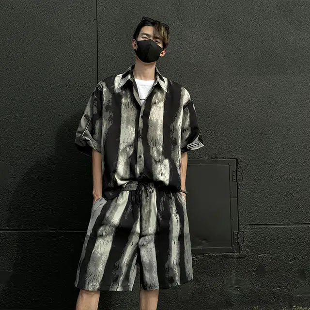 西行纪 新中式国风水墨冰丝高级感外套休闲宽松舒适潮牌垂感五分短袖衬衫 男女同款