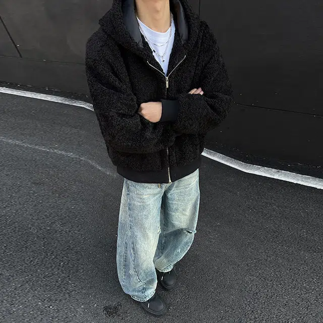 西行纪 美式复古高街纯色羊羔毛痞帅时尚个性绒外套日常无性别主义穿搭高级感情侣宽松休闲加厚保暖连帽棉服 男女同款