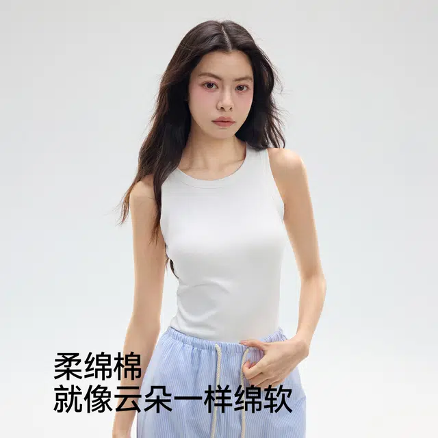 森马 圆领修身辣妹装宽肩带无袖套头衫内搭打底百搭叠穿外穿背心 女款