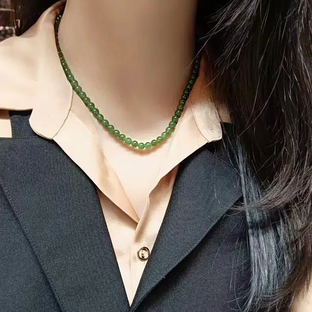 墨者善石 中式复古 清新高级优雅 大气 和田玉 项链 女款 碧玉