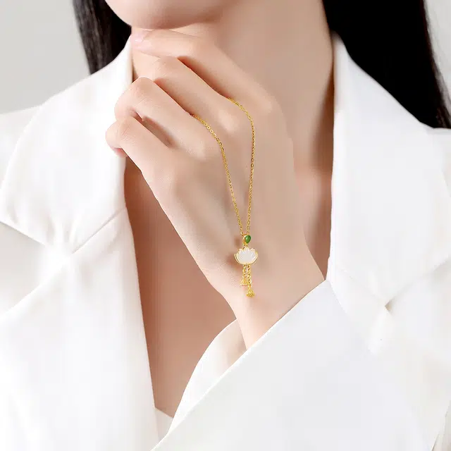 墨者善石 莲花 轻奢优雅 温婉大方 国潮新中式 足金 一口价 黄金吊坠 女款