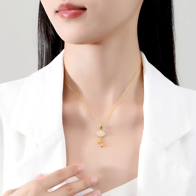 墨者善石 莲花 轻奢优雅 温婉大方 国潮新中式 足金 一口价 黄金吊坠 女款