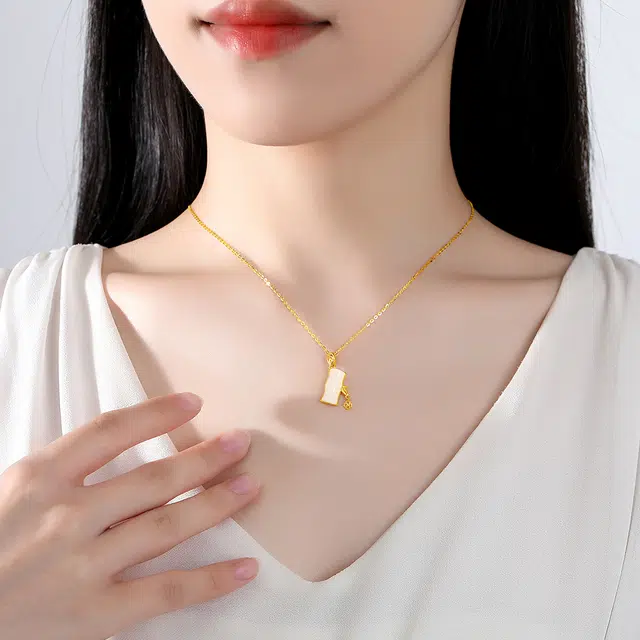 墨者善石 竹节 步步高升 竹节报平安 轻奢甜美 高级感 足金 一口价 黄金项链 女款