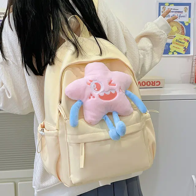 度森袋鼠 休闲大容量百搭轻便简约 尼龙 双肩包 常规 男女同款情侣款 黑色/粉红色/酒红色/黄色