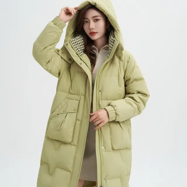 雅鹿 时尚经典纯色长款舒适保暖抗寒连帽防风防冻羽绒服 女款