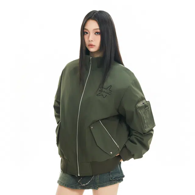 The Simpsons Streetwear Graffiti Embroidered Down Jacket