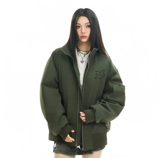 The Simpsons Streetwear Graffiti Embroidered Down Jacket