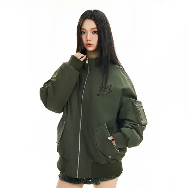 The Simpsons Streetwear Graffiti Embroidered Down Jacket