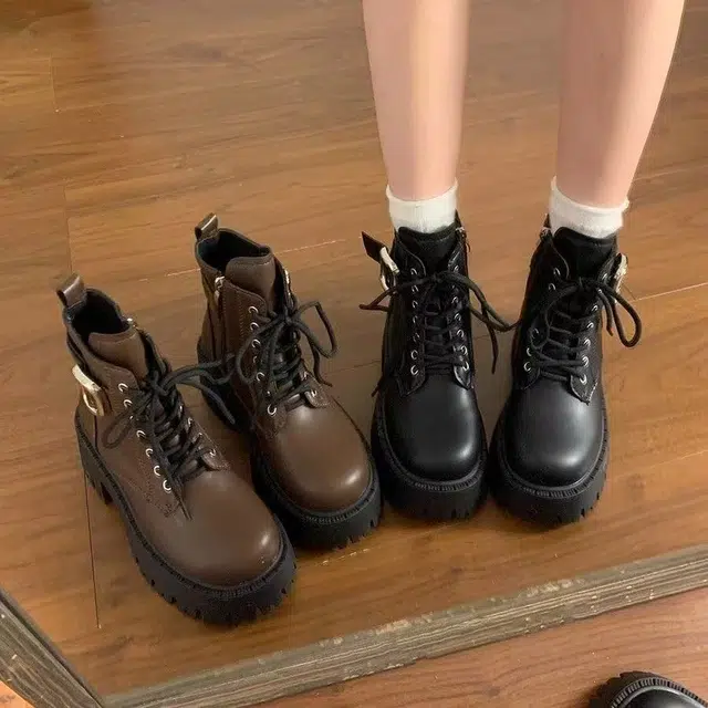 时尚厚底英伦风小个子必备帅气机车 短靴 女