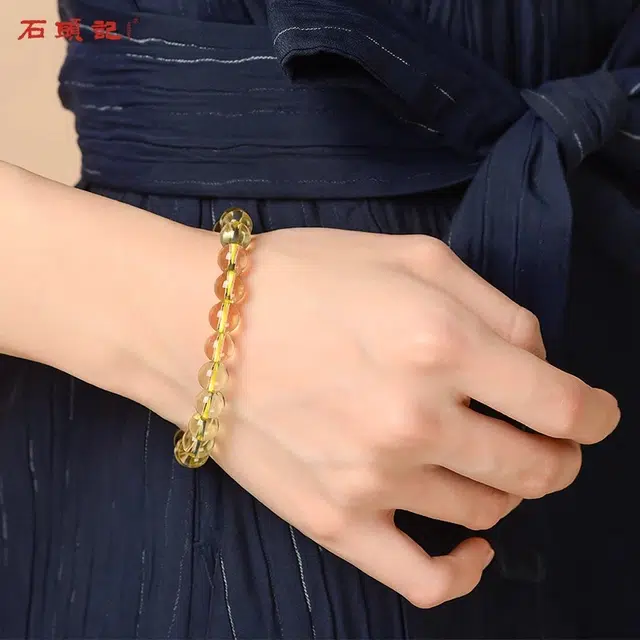 石头记 招财进宝 时来运转寓意八方来财 暴富 做个富婆 小众设计不规则串珠配饰 新中式国朝好运 礼盒款天然 黄水晶 手串 男女同款情侣款