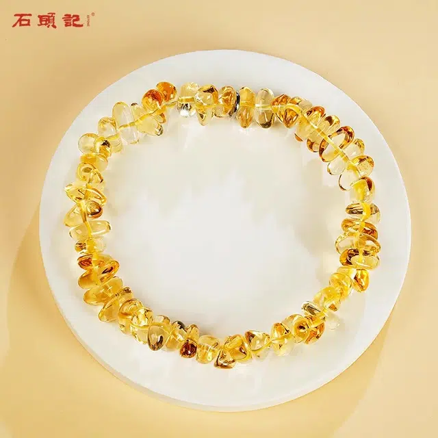 石头记 招财进宝 时来运转 八方来财暴富 做个富婆 小众设计不规则串珠首饰 新中式国朝转运好运 礼盒款天然 黄水晶 手串 男女同款情侣款