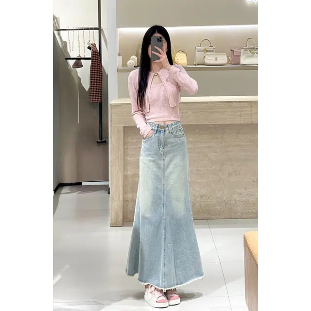 花蔓色 多风格大码显瘦半身裙牛仔长裙 女款